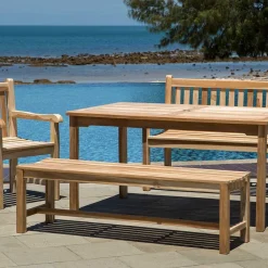 Wohnen Sitzbank<Gartenbank ohne Rückenlehne aus Teak Massivholz - Klahuma