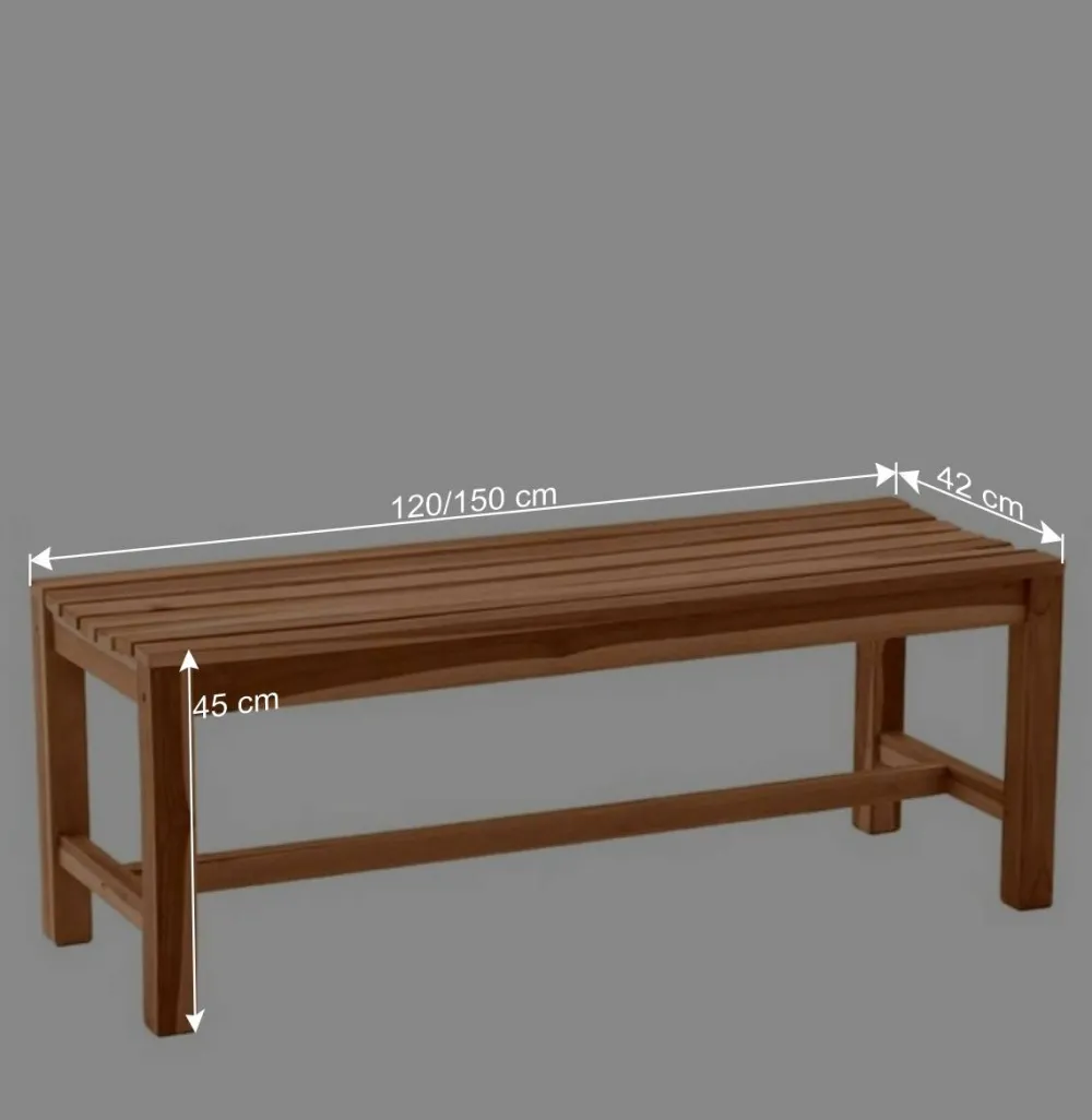 Wohnen Sitzbank<Gartenbank ohne Rückenlehne aus Teak Massivholz - Klahuma