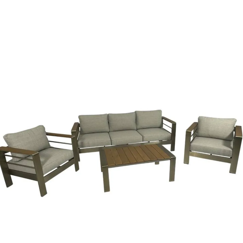 Wohnen Sitzgruppe<Gartenlounge Kombination aus Aluminium - Sirenna (vierteilig)
