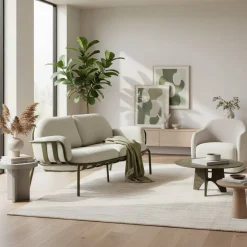 Wohnen Sofas<Gartensofa in Graugrün aus Metall - Ocna