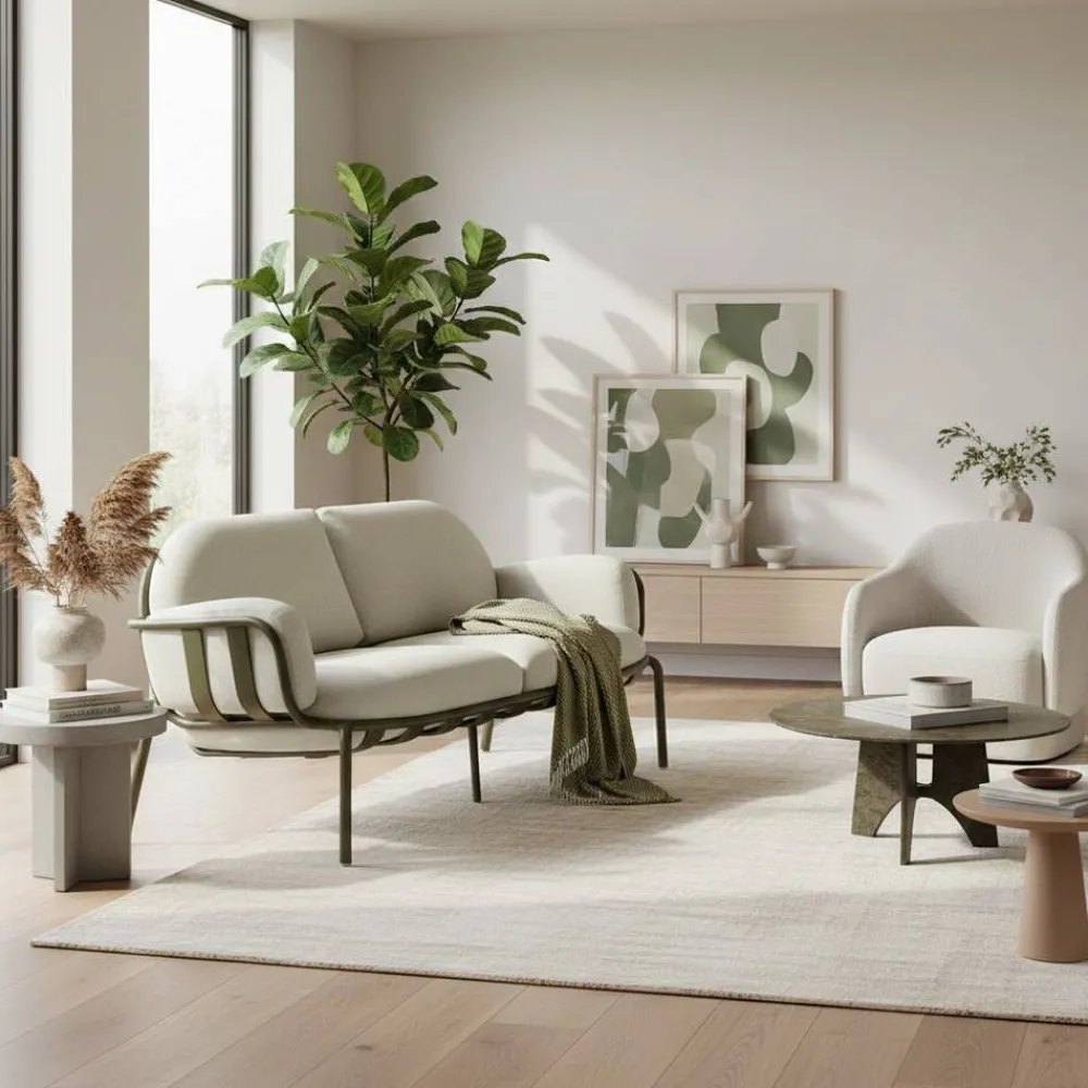 Wohnen Sofas<Gartensofa in Graugrün aus Metall - Ocna