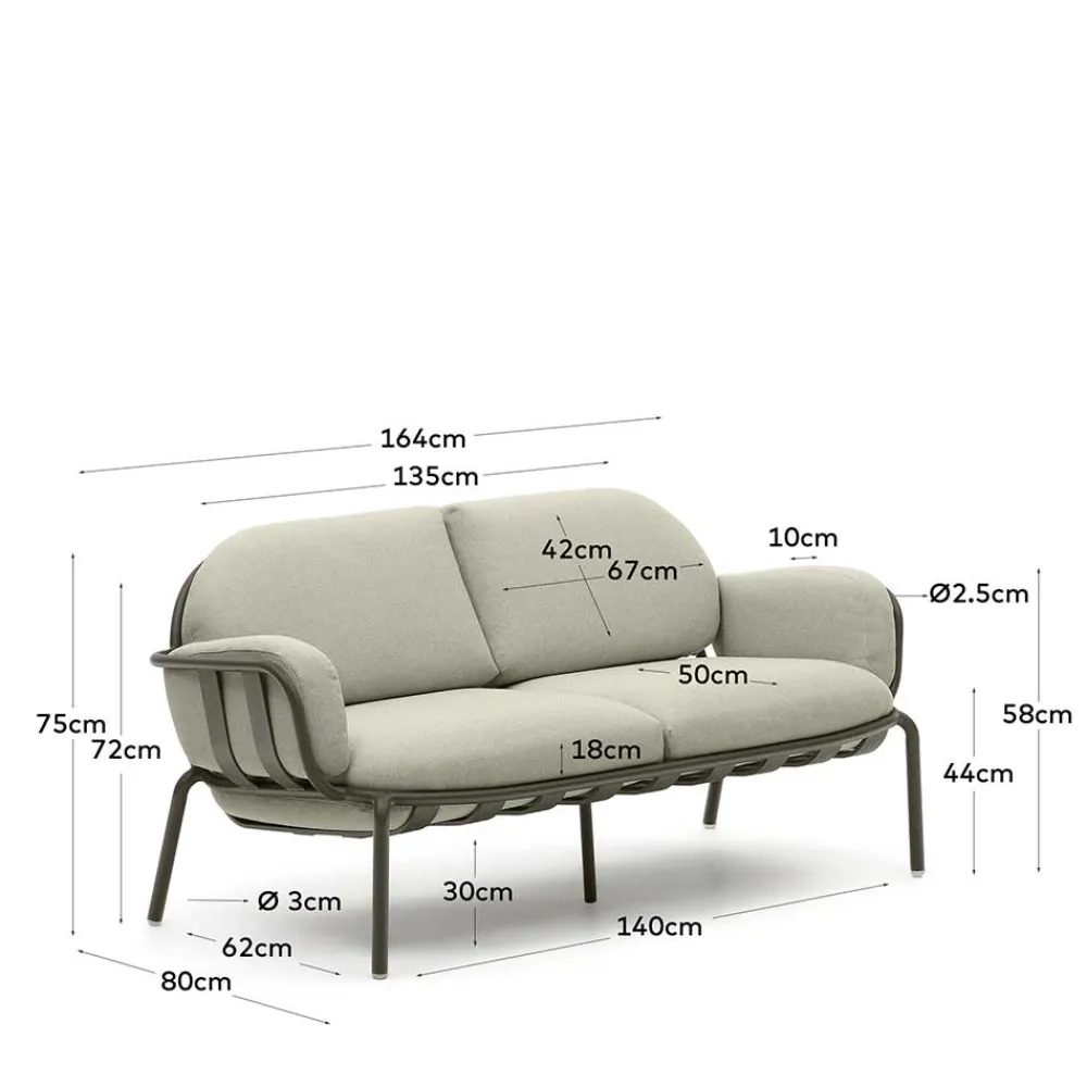 Wohnen Sofas<Gartensofa in Graugrün aus Metall - Ocna