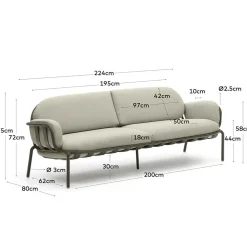 Wohnen Sofas<Gartensofa in Graugrün aus Metall - Ocna