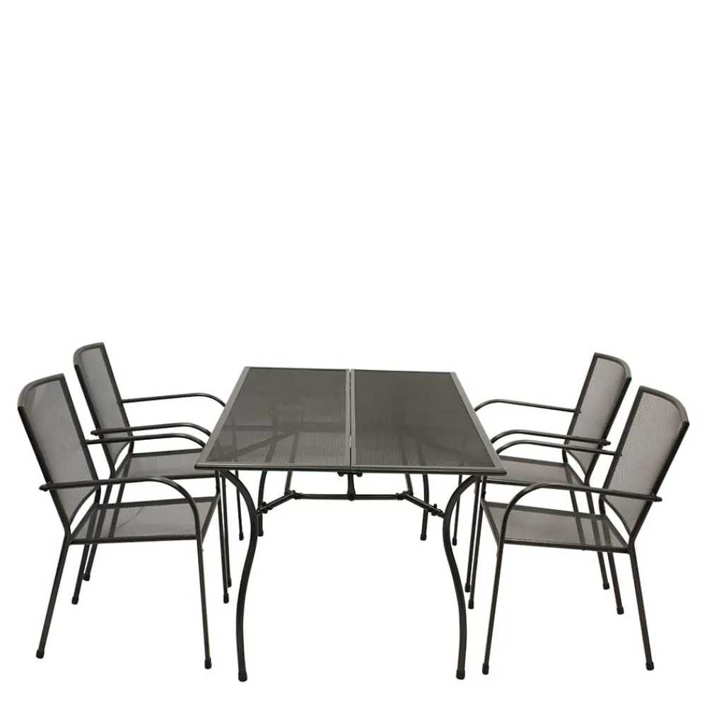 Wohnen Sitzgruppe<Gartentisch & 4 Armlehnstühle - Grover (fünfteilig)