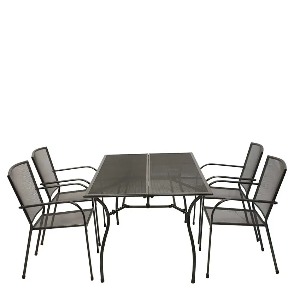 Wohnen Sitzgruppe<Gartentisch & 4 Armlehnstühle - Grover (fünfteilig)