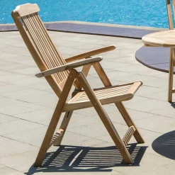 Wohnen Sitzgruppe<Gartentisch & Klappsessel aus Holz - Klahuma (fünfteilig)