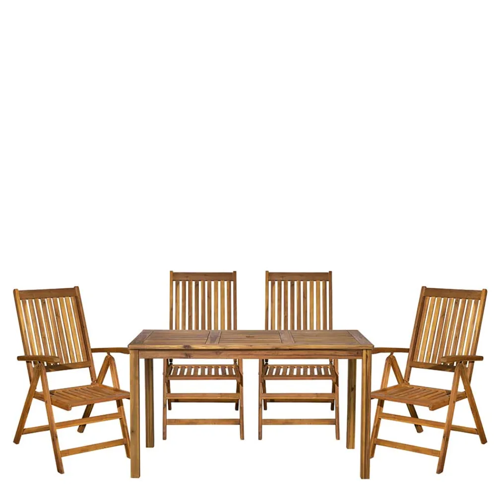 Wohnen Sitzgruppe<Gartentisch und vier Klappstühle - Antigrus (fünfteilig)