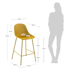Wohnen Hocker<Gelber Barstuhl mit 75 cm Sitzhöhe - Yalaz (4er Set)