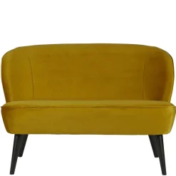 Wohnen Sofas<Gelbes Samt Sofa Mid Century Ramia mit Holzbeinen in Schwarz