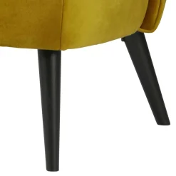 Wohnen Sofas<Gelbes Samt Sofa Mid Century Ramia mit Holzbeinen in Schwarz