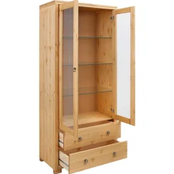 Wohnen Vitrinen<Geölte Holz Vitrine in Kiefer Natur - Vinidad
