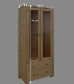 Wohnen Vitrinen<Geölte Holz Vitrine in Kiefer Natur - Vinidad