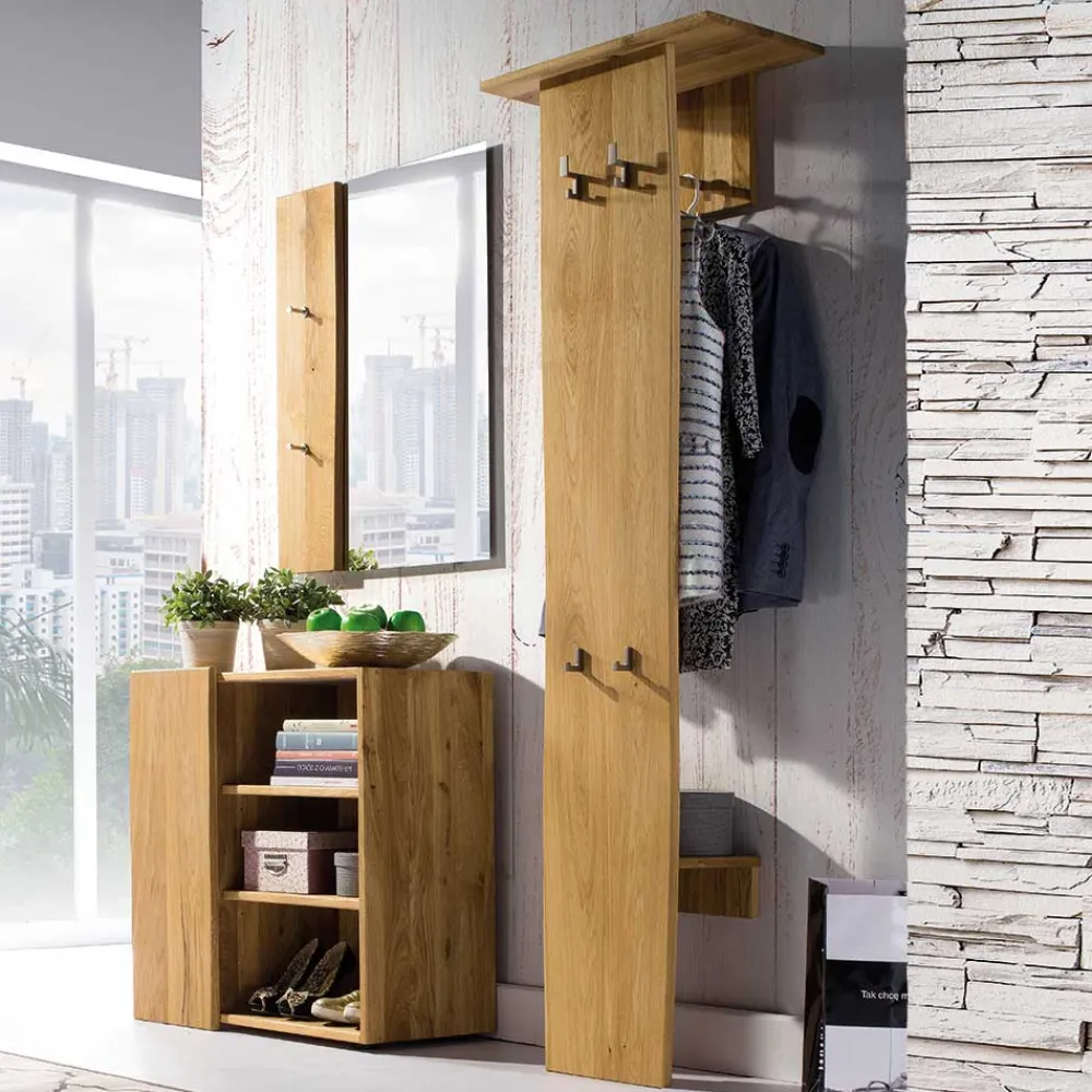 Wohnen Garderoben<Geölte Holzgarderobe aus Eiche massiv - Avidora