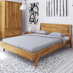 Wohnen Betten<Geöltes Wildeichebett mit 220 cm Länge - Hardus