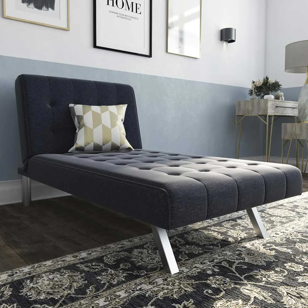 Wohnen Sofas<Gepolsterte Liege in Dunkelblau Stoff - Exmadura