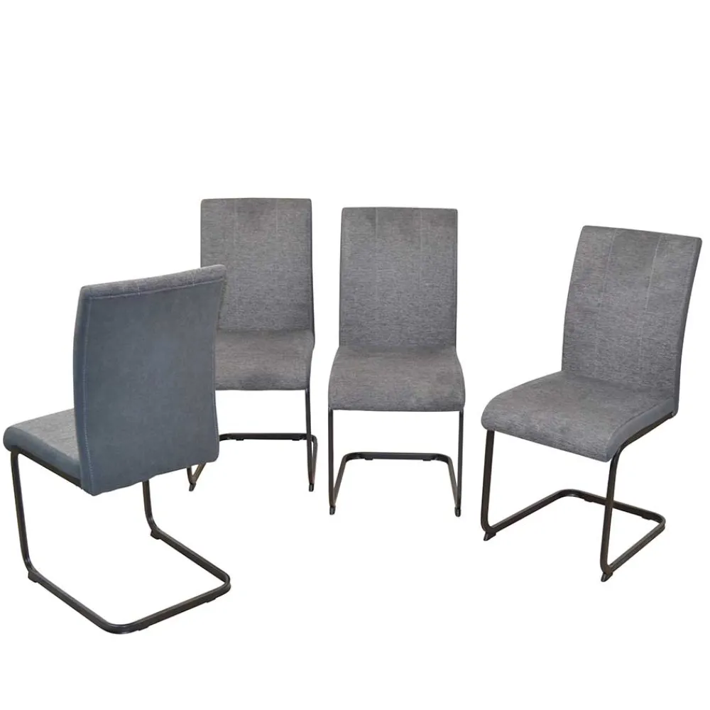 Wohnen Sessel<Gepolsterte Schwingstühle in Anthrazit - Blacer (4er Set)