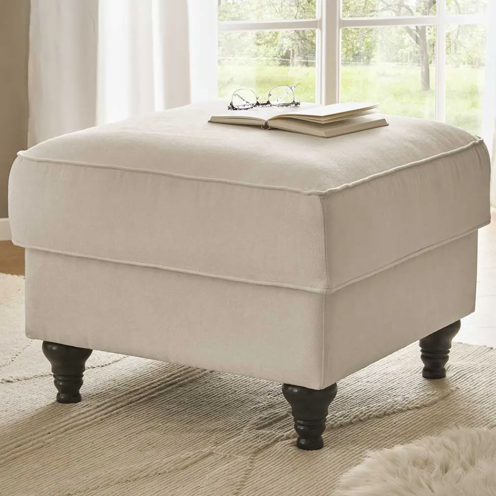 Wohnen Hocker<Gepolsterter Hocker im Vintage Landhaus Look - Merandes