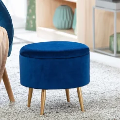 Wohnen Hocker<Gepolsterter Hocker in Blau & Gold - Chasmarin