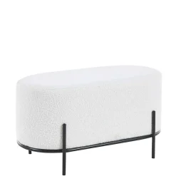 Wohnen Hocker<Gepolsterter Hocker in Oval mit Boucle Bezug - Cady