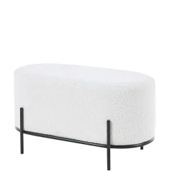 Wohnen Hocker<Gepolsterter Hocker in Oval mit Boucle Bezug - Cady