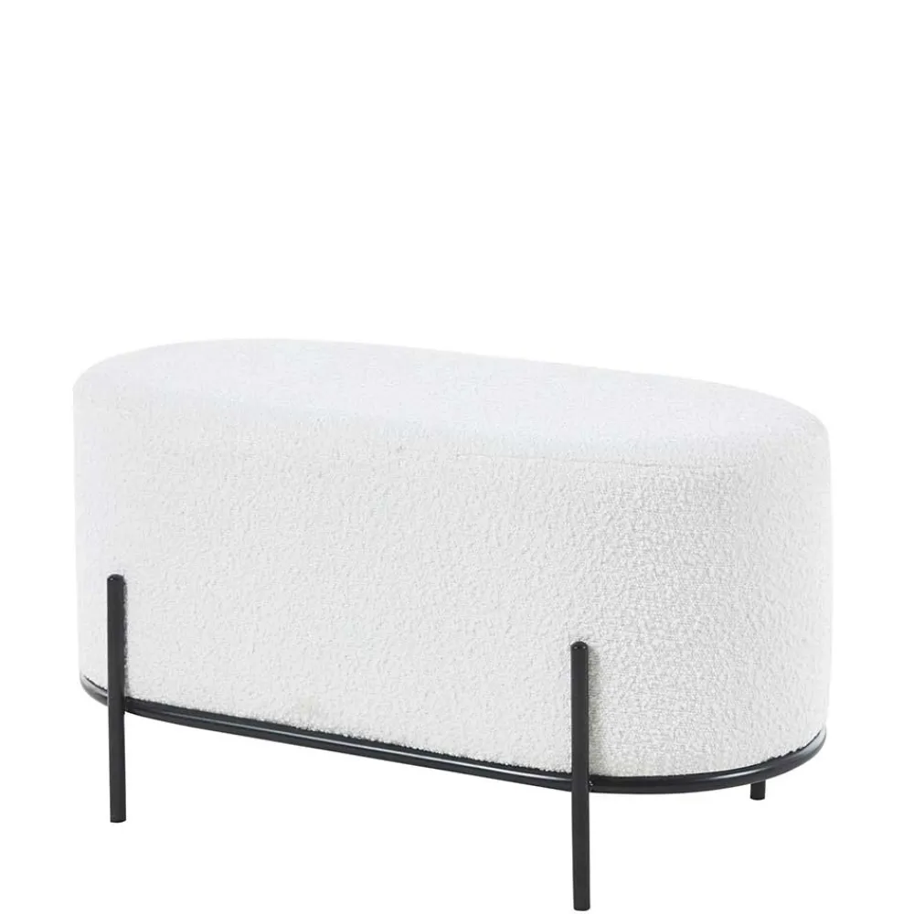 Wohnen Hocker<Gepolsterter Hocker in Oval mit Boucle Bezug - Cady