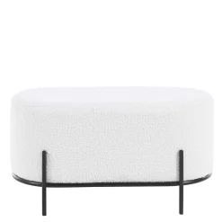 Wohnen Hocker<Gepolsterter Hocker in Oval mit Boucle Bezug - Cady
