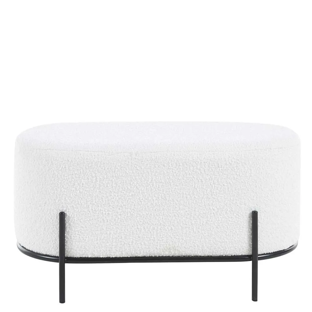 Wohnen Hocker<Gepolsterter Hocker in Oval mit Boucle Bezug - Cady
