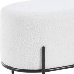 Wohnen Hocker<Gepolsterter Hocker in Oval mit Boucle Bezug - Cady