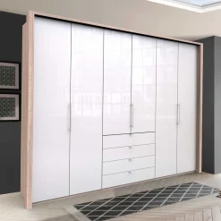 Wohnen Kleiderschränke<Geräumiger Schlafzimmerschrank in Weiß Glas - Bosays