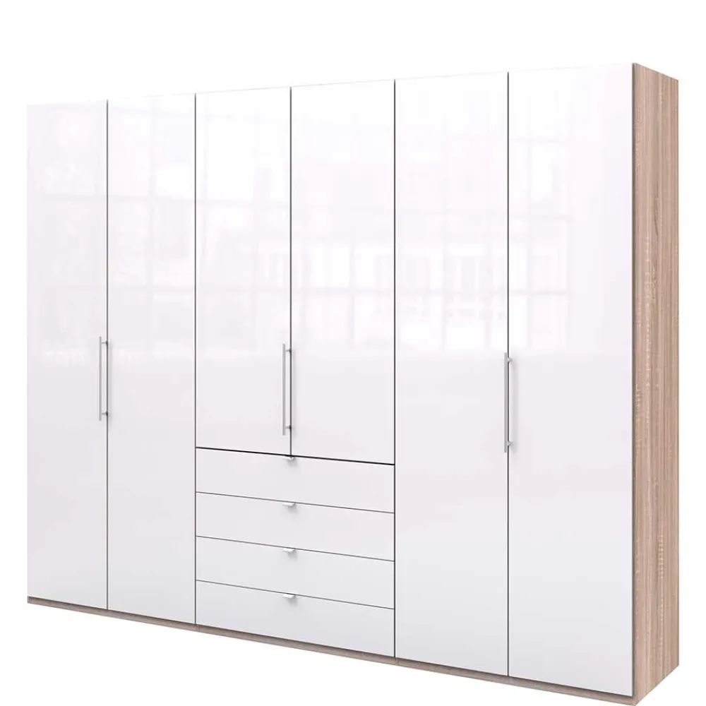 Wohnen Kleiderschränke<Geräumiger Schlafzimmerschrank in Weiß Glas - Bosays