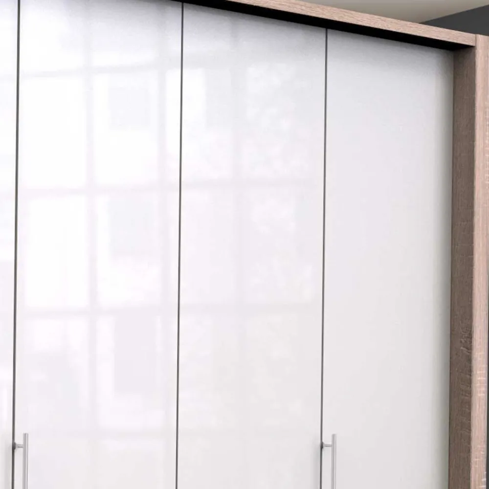 Wohnen Kleiderschränke<Geräumiger Schlafzimmerschrank in Weiß Glas - Bosays