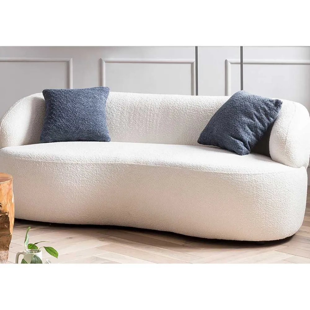 Wohnen Sofas<Gerundetes Federkern Sofa in Weiß Boucle - Zenya
