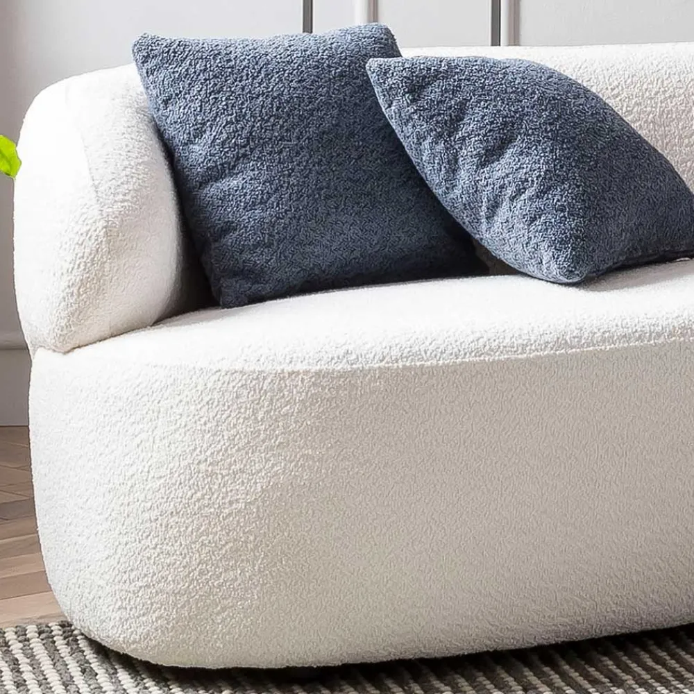 Wohnen Sofas<Gerundetes Federkern Sofa in Weiß Boucle - Zenya