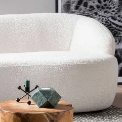Wohnen Sofas<Gerundetes Federkern Sofa in Weiß Boucle - Zenya