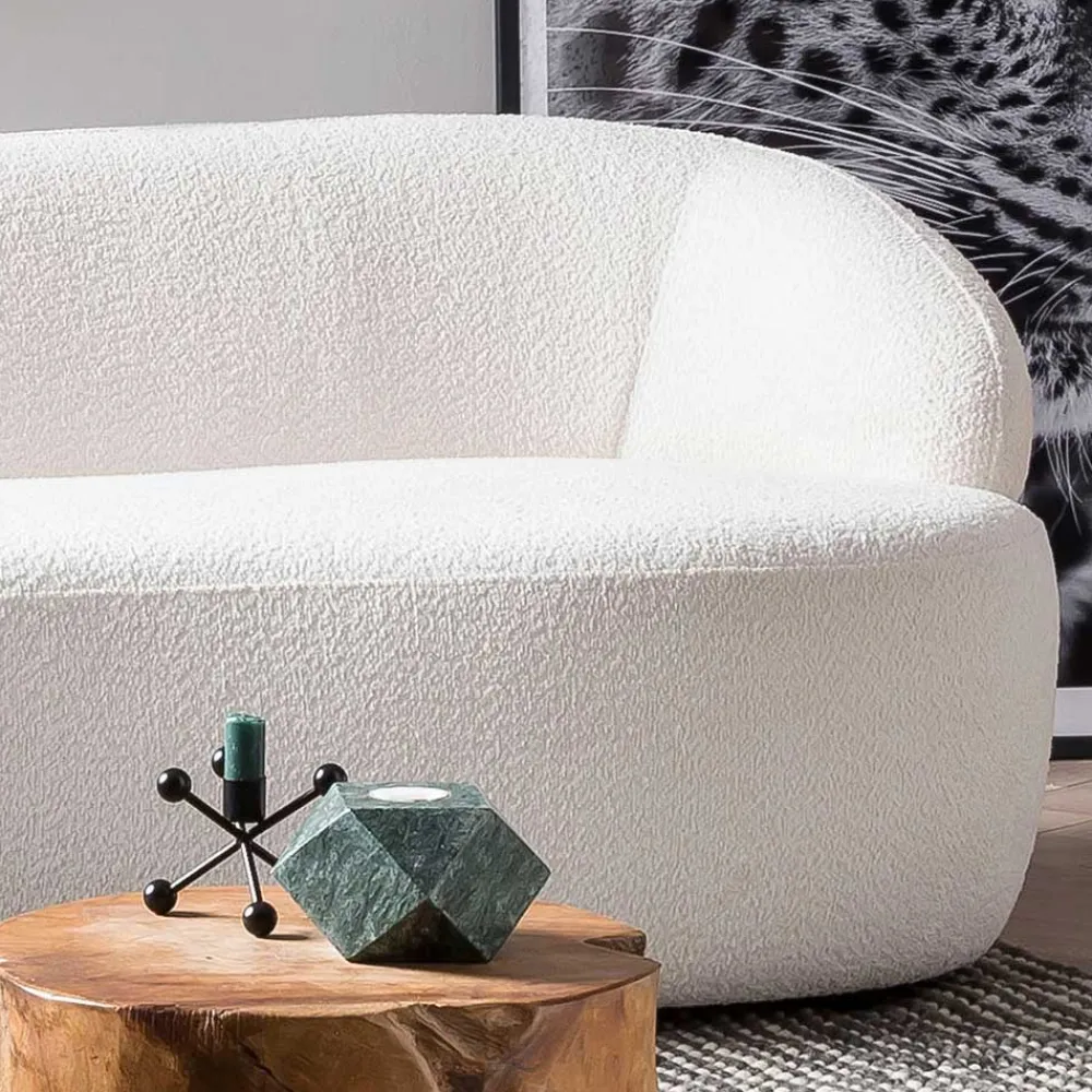 Wohnen Sofas<Gerundetes Federkern Sofa in Weiß Boucle - Zenya