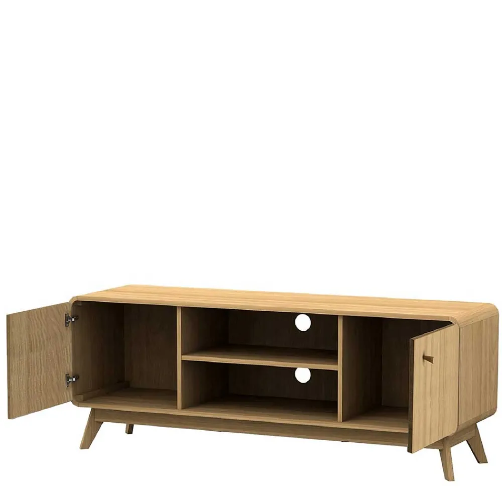 Wohnen Tv & Hifi-Möbel|Lowboards<Gerundetes Lowboard in Eiche Optik - Alcuam