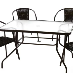 Wohnen Sitzgruppe<Glas Gartentisch & Tischsessel Set - Sylverta (fünfteilig)