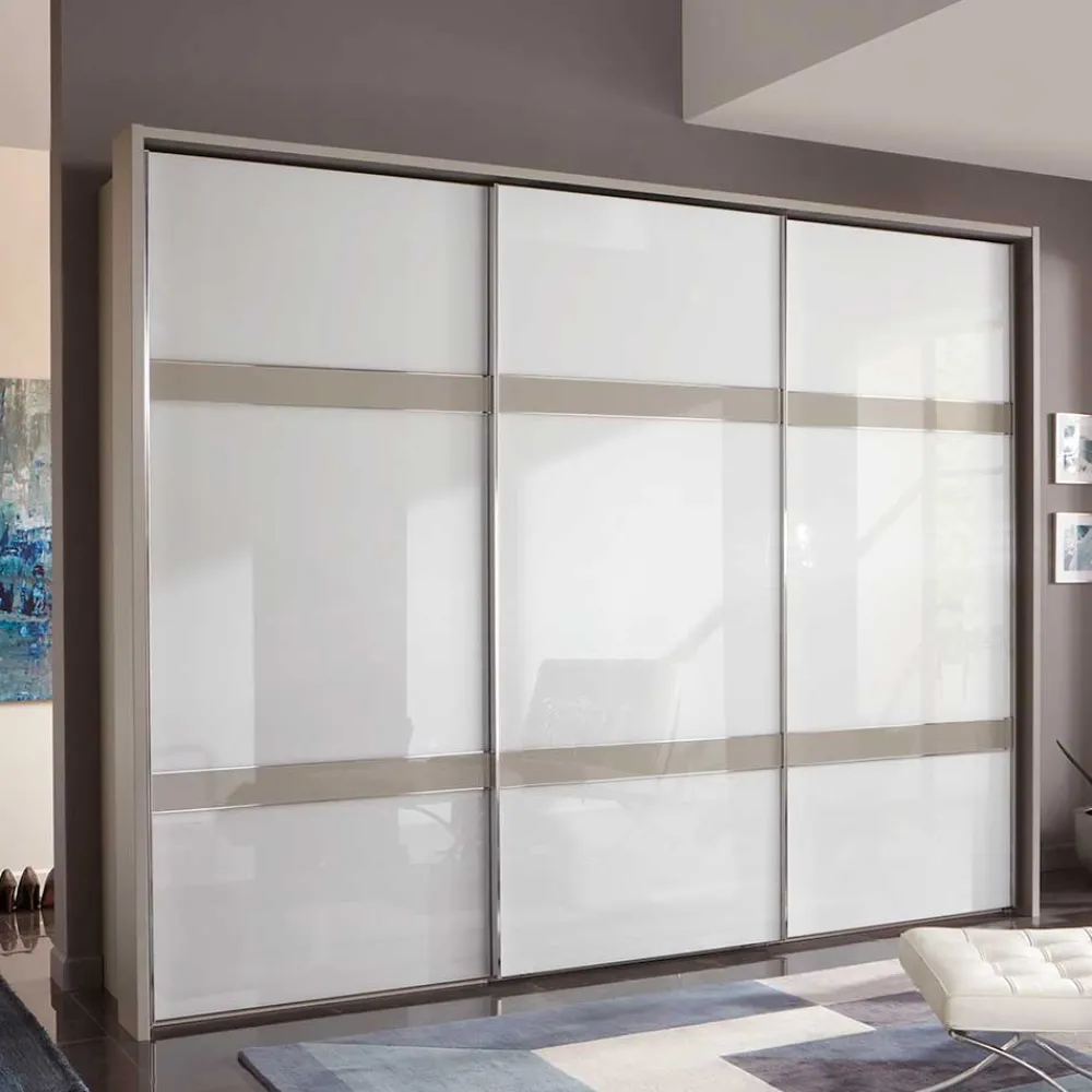 Wohnen Schränke<Glas Schwebetüren Schrank in Weiß & Grau - Pruducia