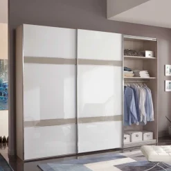 Wohnen Schränke<Glas Schwebetüren Schrank in Weiß & Grau - Pruducia