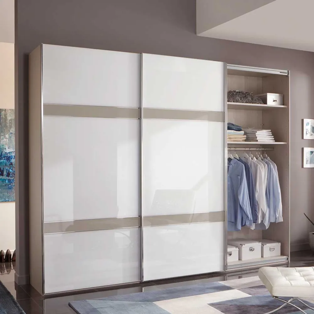 Wohnen Schränke<Glas Schwebetüren Schrank in Weiß & Grau - Pruducia