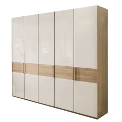 Wohnen Kleiderschränke|Schränke<Glasfront Kleiderschrank in Beige & Eiche - Emdsiva