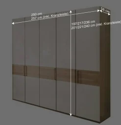 Wohnen Kleiderschränke|Schränke<Glasfront Kleiderschrank in Beige & Eiche - Emdsiva