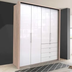 Wohnen Kleiderschränke|Schränke<Glasfront Kombi-Kleiderschrank in Weiß - Bosays