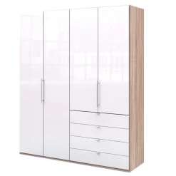 Wohnen Kleiderschränke|Schränke<Glasfront Kombi-Kleiderschrank in Weiß - Bosays