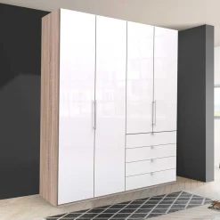 Wohnen Kleiderschränke|Schränke<Glasfront Kombi-Kleiderschrank in Weiß - Bosays