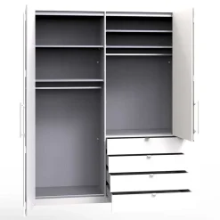 Wohnen Kleiderschränke|Schränke<Glasfront Kombi-Kleiderschrank in Weiß - Bosays