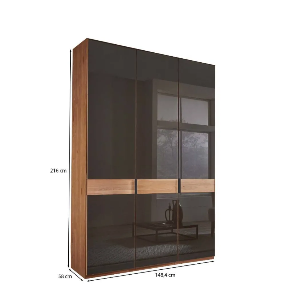 Wohnen Kleiderschränke|Schränke<Glasfront-Schlafzimmerschrank in Dunkelbraun - Hung