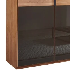 Wohnen Kleiderschränke|Schränke<Glasfront-Schlafzimmerschrank in Dunkelbraun - Hung