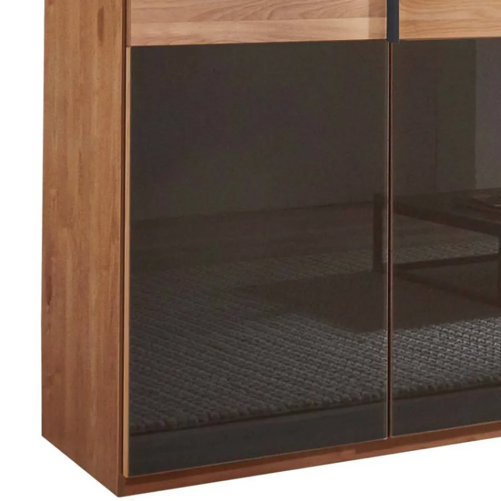 Wohnen Kleiderschränke|Schränke<Glasfront-Schlafzimmerschrank in Dunkelbraun - Hung