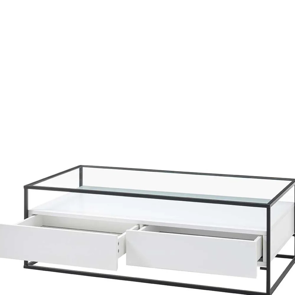Wohnen Tische<Glas-Sofatisch mit zwei Schubladen und Ablage - Nastoria